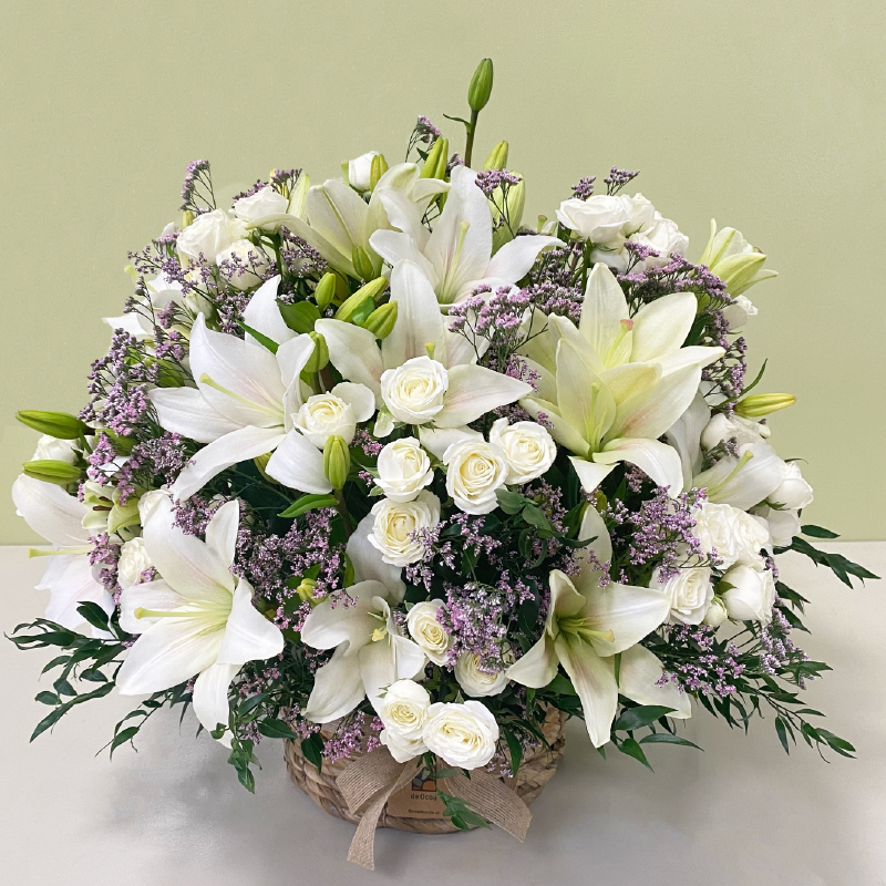 Canasto Lilium Blancos & Limonium | XL