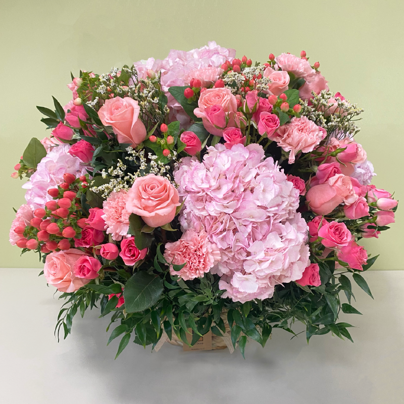 Canasto XXL Hortensias Rosadas | 100 Varas
