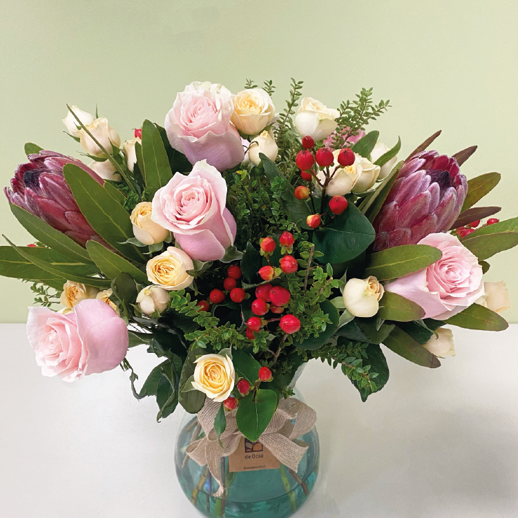 Florero Proteas & Mini Rosas